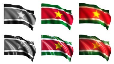 Surinam bayrakları sallayarak önden görünümü ayarla