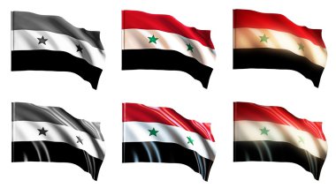 Suriye bayrakları sallayarak önden görünümü ayarla