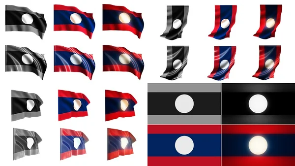 Laos banderas ondeando estilos conjunto de tamaño pequeño —  Fotos de Stock