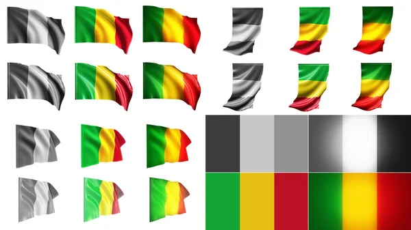 Mali zászlók hullámzó stílusok kis méret beállítása — Stock Fotó