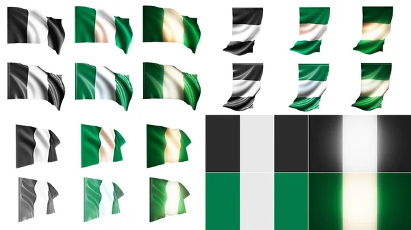 Νιγηρία σημαίες κυματίζει στυλ σύνολο μικρού μεγέθους — Φωτογραφία Αρχείου