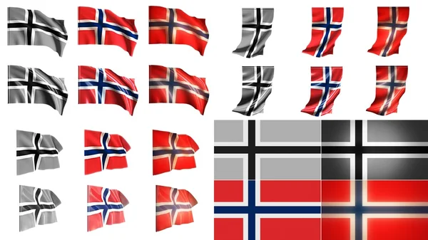 Bandeiras norway balançando estilos pequeno tamanho definido — Fotografia de Stock