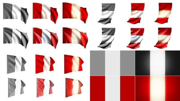 Bandiere peru sventolando stili set di piccole dimensioni — Foto Stock
