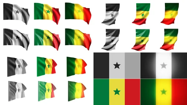 Senegal flagi macha style rozmiar mały zestaw — Zdjęcie stockowe