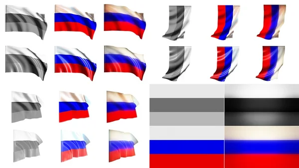 Banderas de Rusia ondeando estilos conjunto de tamaño pequeño —  Fotos de Stock