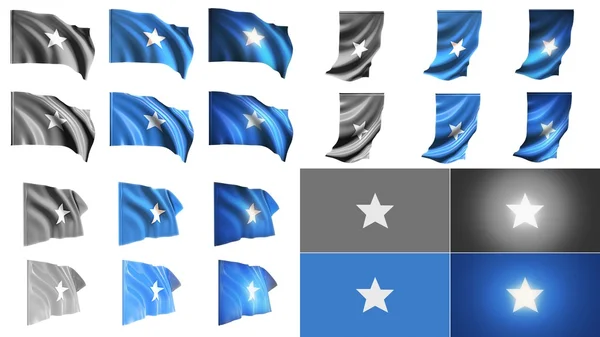 Szomália zászlók hullámzó stílusok kis méret beállítása — Stock Fotó