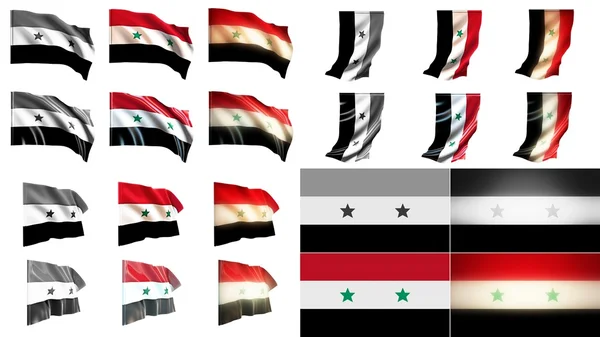 Drapeaux syria agitant les styles ensemble de petite taille — Photo