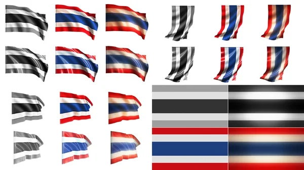 Bandeiras tailandesas balançando estilos pequeno tamanho definido — Fotografia de Stock
