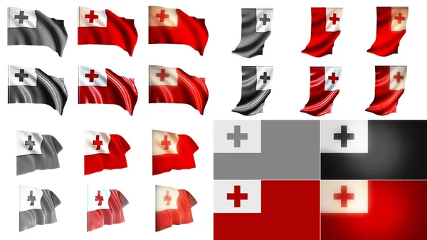 Tonga zászlók hullámzó stílusok kis méret beállítása — Stock Fotó