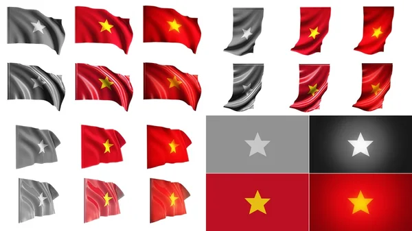 Vietnam zászlók hullámzó stílusok kis méret beállítása — Stock Fotó