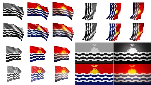 Kiribati Fahnen schwenken Stile kleine Größe Set — Stockfoto