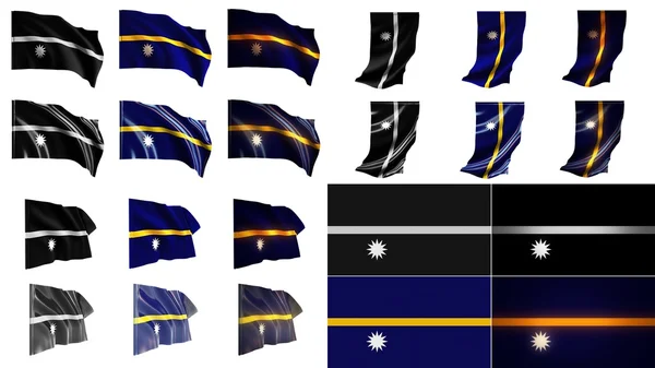 Nauru flaggor vajande stilar liten storlek uppsättning — Stockfoto