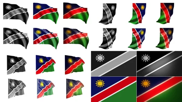 Намібія прапорів розмахував набір стилів малого розміру — стокове фото