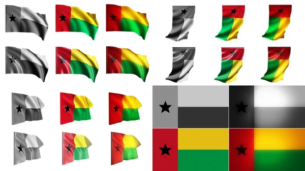 Banderas de Guinea Bissau ondeando estilos conjunto de tamaño pequeño — Foto de Stock