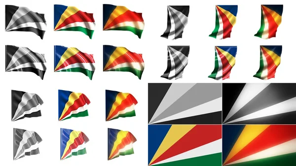 Seychelles flags waving styles small size set — Stock Photo, Image