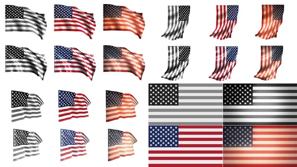 Negara-negara bersatu bendera Amerika melambaikan gaya ukuran kecil ditetapkan — Stok Foto