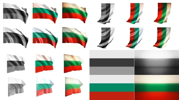 Banderas bulgaria ondeando estilos conjunto de tamaño pequeño — Foto de Stock
