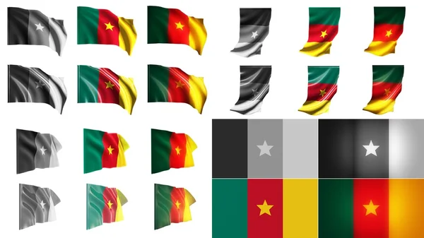 Kamerun bayraklar sallayarak stilleri küçük boyutu küme — Stok fotoğraf