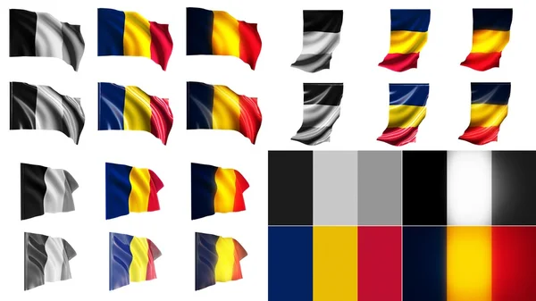 Csád zászlók hullámzó stílusok kis méret beállítása — Stock Fotó