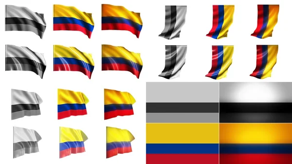 Colombia flags waving styles small size set — Stock Photo, Image