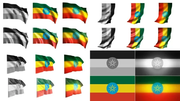 Äthiopien Flaggen schwenken Stile kleine Größe gesetzt — Stockfoto