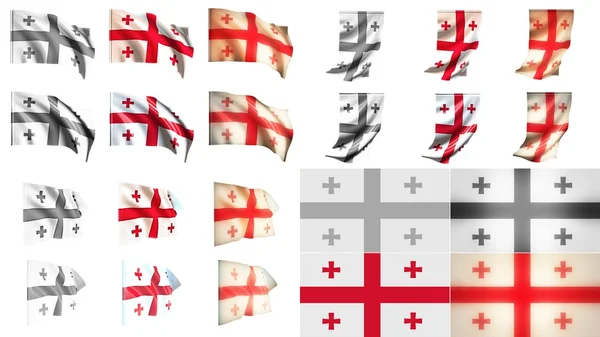 Georgia  flags waving styles small size set — Stock Photo, Image