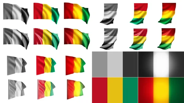Banderas de Guinea ondeando estilos conjunto de tamaño pequeño — Foto de Stock
