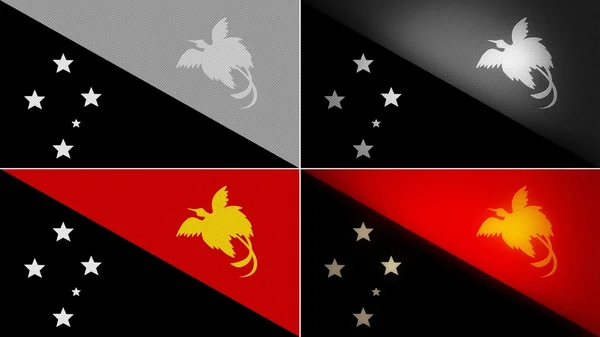Papua neue Guinea Flagge Hintergründe Stile gesetzt — Stockfoto