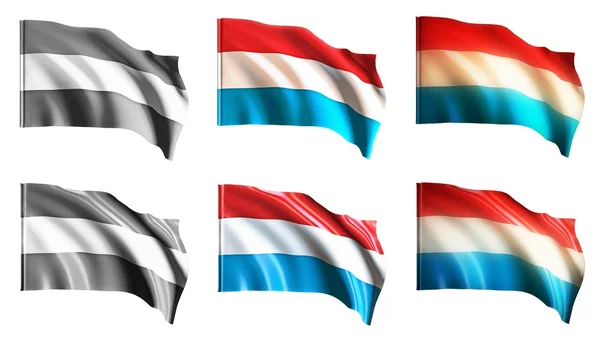 Luxemburg flaggor vajande ange framifrån — Stockfoto