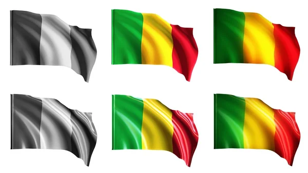 Mali lengedező zászlók első nézetének beállítása — Stock Fotó