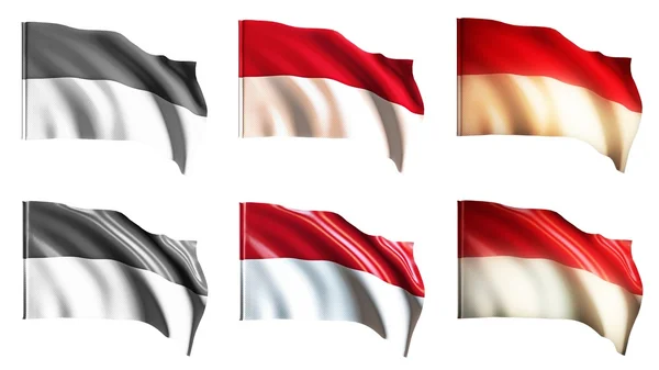 Banderas de Mónaco ondeando conjunto vista frontal —  Fotos de Stock