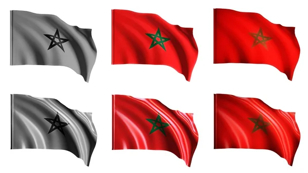 Morocco flags waving set front view — Stock Photo, Image