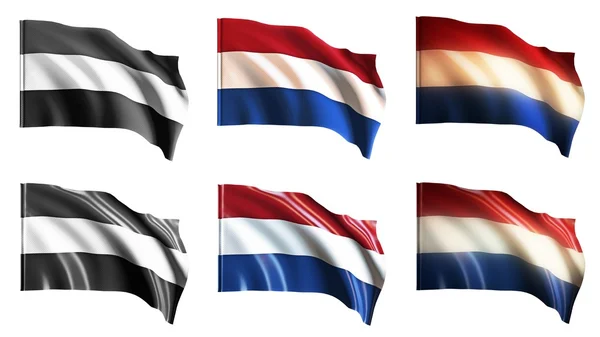 Netherlands flags waving set front view — Stock Photo, Image