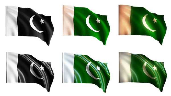 파키스탄의 깃발을 흔들며 전면 보기 설정 — 스톡 사진