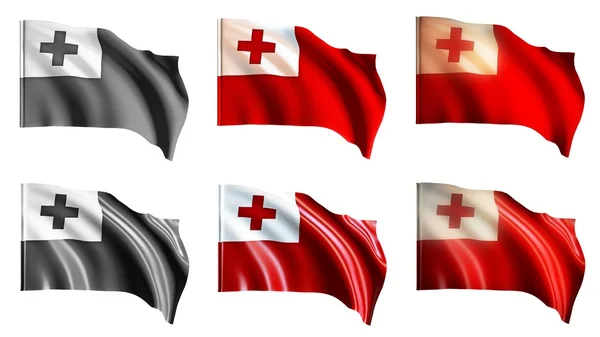Tonga powiewają flagi ustawiony widok z przodu — Zdjęcie stockowe