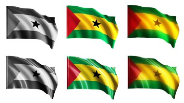 sao tome ve principe bayrakları sallayarak önden görünümü ayarla