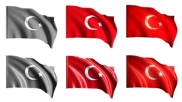 터키 깃발을 흔들며 전면 보기 설정 — 스톡 사진