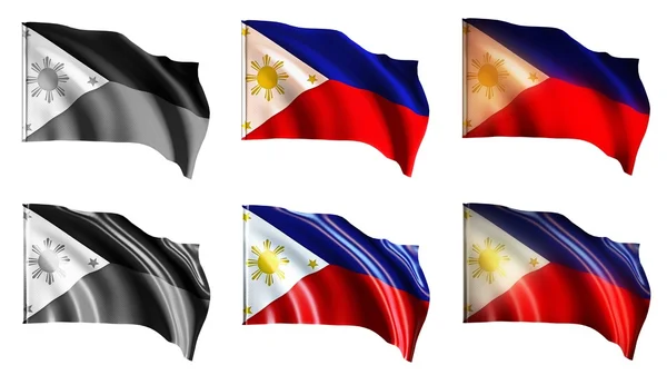 Filipinas banderas ondeando conjunto vista frontal — Foto de Stock