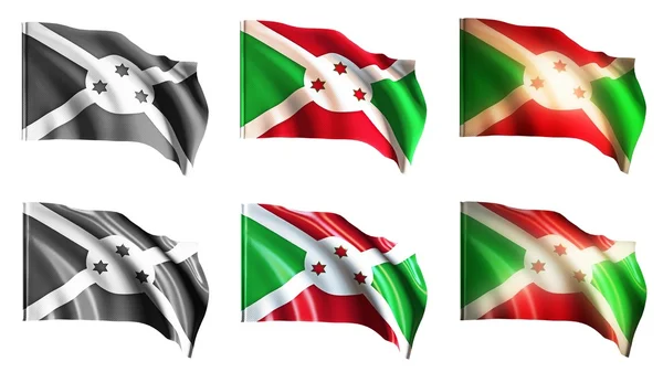 Прапори Бурунді махаючи набір спереду — стокове фото