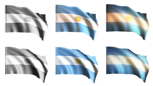 Bandeiras argentina acenando set vista frontal — Fotografia de Stock