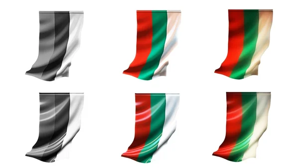 Bulgarije vlaggen zwaaien instellen 6 in 1 verticale stijlen — Stockfoto