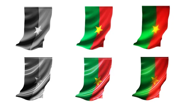 Burkina faso banderas ondeando conjunto 6 en 1 estilos verticales — Foto de Stock
