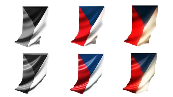Banderas de la República Checa ondeando conjunto 6 en 1 estilos verticales — Foto de Stock