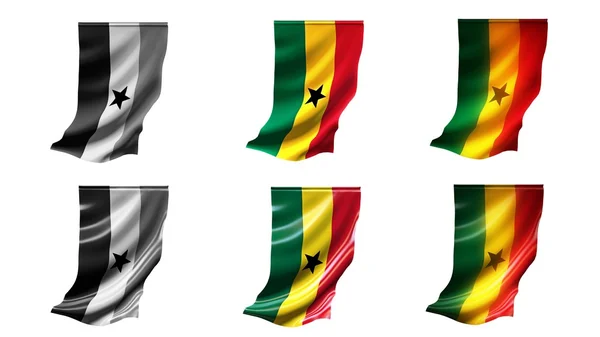 Banderas de ghana ondeando conjunto 6 en 1 estilos verticales — Foto de Stock