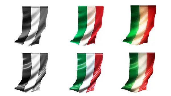 Hongarije vlaggen zwaaien instellen 6 in 1 verticale stijlen — Stockfoto