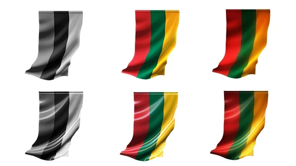 Drapeaux de lithuania agitant ensemble 6 en 1 styles verticaux — Photo