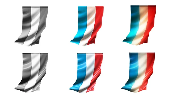 Drapeaux luxembourgeois agitant ensemble 6 en 1 styles verticaux — Photo