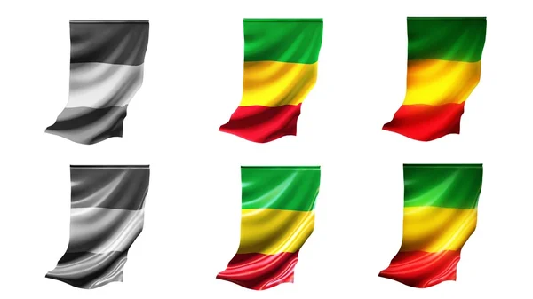 Banderas mali ondeando conjunto 6 en 1 estilos verticales — Foto de Stock