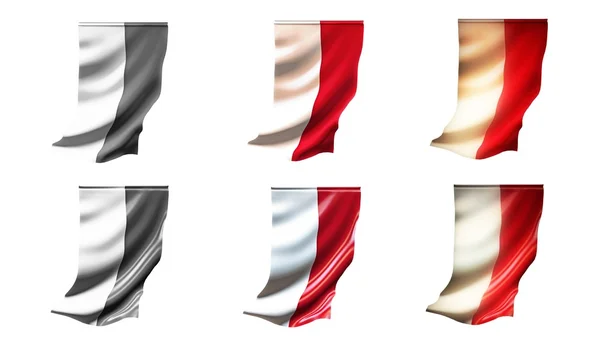 Banderas de Mónaco ondeando conjunto 6 en 1 estilos verticales —  Fotos de Stock