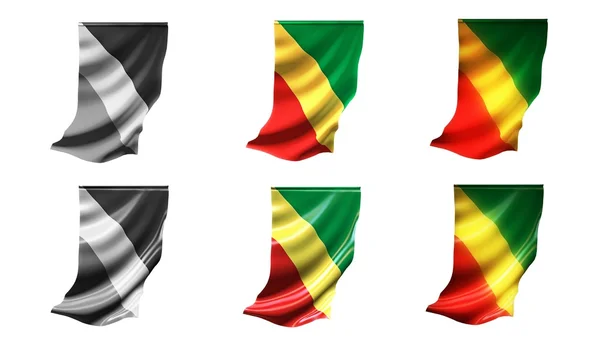 República de las banderas de congo ondeando conjunto 6 en 1 estilos verticales — Foto de Stock
